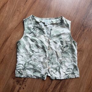 Vintage 100% Silk Cottagecore Floral Vest Women’s Medium